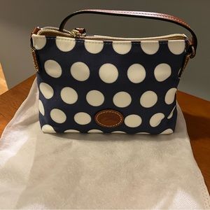 Dooney & Bourke Navy Polka Dot cloth crossbody.